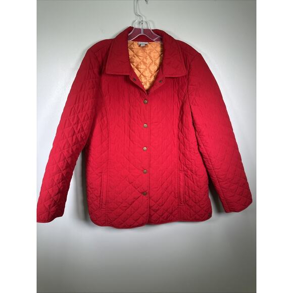 J. Jill Red Quilted Button Coat Jacket‎ Womens XL Academia Classic Spring - Picture 1 of 10